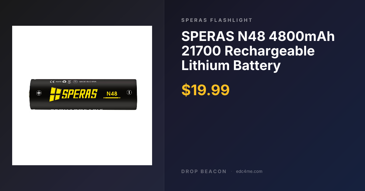 SPERAS N48 4800mAh 21… — Speras Flashlight — $19.99 | Drop Beacon