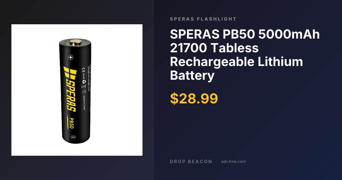 SPERAS PB50 5000mAh 21700… — Speras Flashlight | Drop Beacon